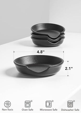 LE TAUCI Ceramic Spoon Rest, 4.8 Inch Spoon Rest for Stove Top, Spoon Holder for Kitchen Counter, Coffee Spoon rest, Utensil Rest for Cooking, Crude Black