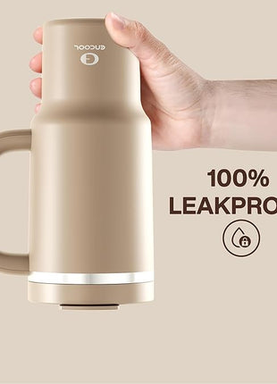 ENCOOL 32 oz Tumbler with Handle and Straw: Stainless Steel Insulated Tumbler Keeps Cold for 24 Hours, Leakproof Travel Cup Fits in Cup Holder and BPA-Free,Raw Umber