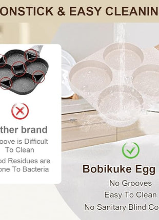 Fried Egg Pan, Egg Frying Pan 4 Cups Egg Poacher Pan Nonstick Mini Pancake Pan Burger Maker for Breakfast, Aluminum Alloy (White)