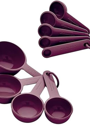 KitchenAid Measuring Cups and Spoon Set, Beetroot, 9-Piece