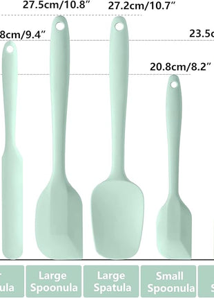 5 Piece Mint Green Silicone Spatula Set, Heat Resistant Rubber Spatulas Set, Silicone Kitchen Utensils Set Dishwasher Safe for Nonstick Cookware