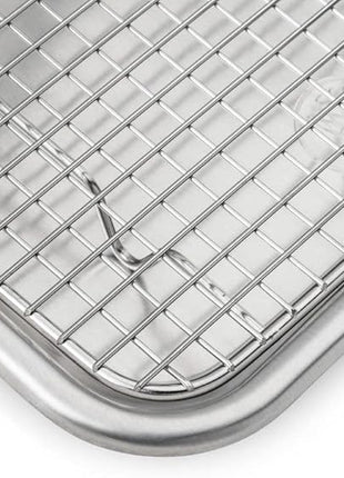 Ultra Cuisine Quarter Sheet Pan with Wire Rack Set - Includes Premium Aluminum Baking Sheet with 100% Stainless Steel Baking Rack, Dishwasher Safe Cookie Cooling Racks with 1/4 Pan Commercial Quality