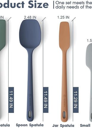 4 Pieces Silicone Spatula Set, Food Grade Rubber Spatula, Upgrade Strong Handle with Ergonomic Grip, Heat Resistant for Nonstick Cookware, Cooking