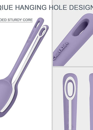 5 Pieces Silicone Spatula Set, Food Grade Rubber Spatula, Upgrade Strong Handle with Ergonomic Grip, Heat Resistant Up to 600°F for Nonstick Cookware, Cooking Purple