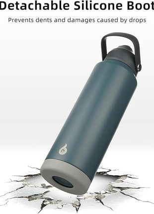 BJPKPK Insulated Water Bottle with Straw Lid, 40oz Large Thermo, BPA Free Leak Proof Stainless Steel Metal Water Bottles, Tumblers, Cups, Flasks for Travel, Sports, Grey