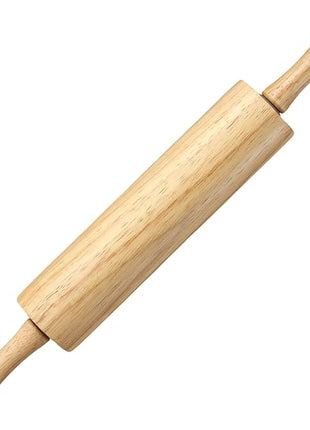 KARRYOUNG Rubber Wood Rolling Pin for Baking, Kitchen Dough Roller With Handles, Rodillo Para Masa, Rolling Pin for Dough, Pizza,Bread, Fondant & Tortilla