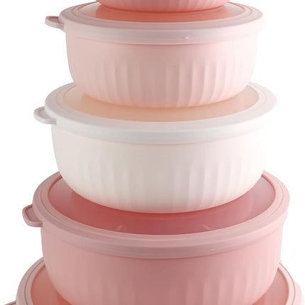COOK WITH COLOR Prep Bowls with Lids- Wide and Deep Nesting Plastic Small Mixing Bowl Set with Lids, 12 Piece Set - Wide Bowls, Pink
