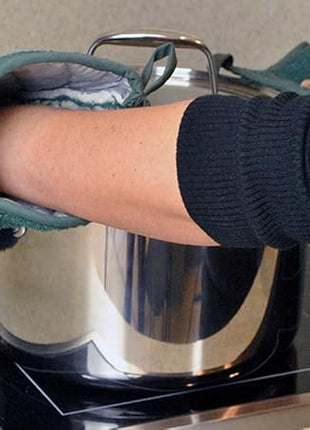 DII Basic Terry Collection 100% Cotton Quilted, Oven Mitt, Dark Green, 2 Piece