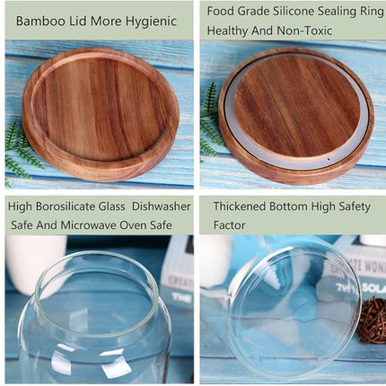 1 Gallon Glass Jar with Airtight Lid and Anti-Skid Bottom for Dry Food Storage