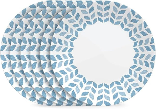 Corelle Global Collection Vitrelle 6-Piece Dinner Plate Set, Triple Layer Recycled Glass, Lightweight Eco-Friendly Round 10-1/4-Inch Plates Set, Northern Pines