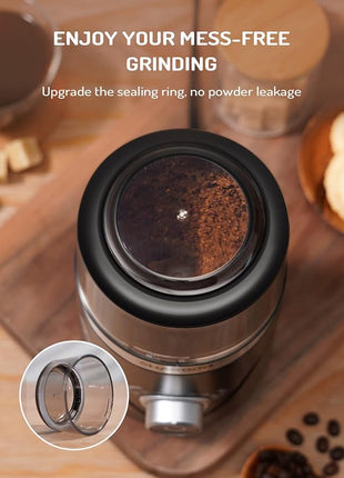 SHARDOR Electric Super Silent Blade Coffee Grinder, Timed Grind Control Rotary Knob, Adjustable Coarse to Fine for Coffee Beans, Spices & Herbs, with 1 Removable Stainless Steel Bowl, Black