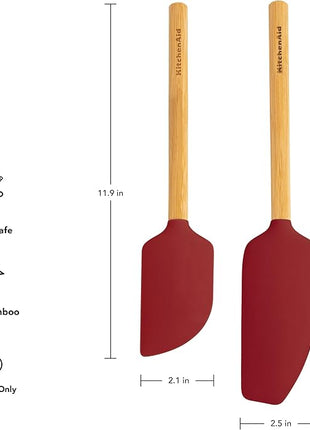 KitchenAid Bamboo Spatula Set, Empire Red, 2-Piece