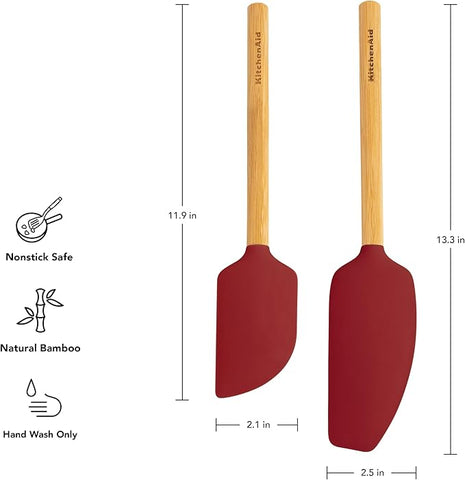KitchenAid Bamboo Spatula Set, Empire Red, 2-Piece