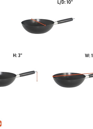 IMUSA 9.5in Carbon Steel Nonstick Wok with Cool Touch Handle, Black