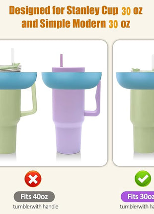 Snack Bowl for Stanley Cup 30 oz with Handle-Perfectly Compatible with Stanley Quencher H2.0 Tumbler 30 oz with Handle, Reusable Silicone Snack Tray, Stanley cup accessories (Blue Snack Bowl)