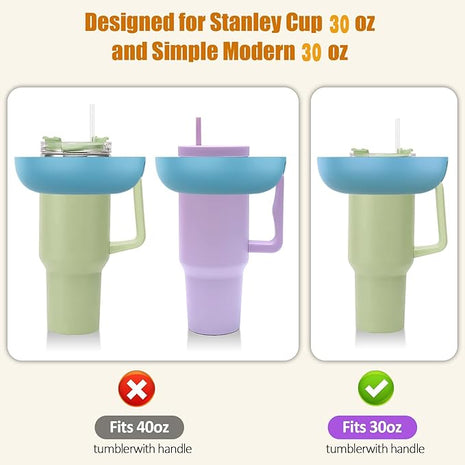 Snack Bowl for Stanley Cup 30 oz with Handle-Perfectly Compatible with Stanley Quencher H2.0 Tumbler 30 oz with Handle, Reusable Silicone Snack Tray, Stanley cup accessories (Blue Snack Bowl)
