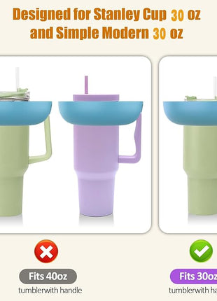 Snack Bowl for Stanley Cup 30 oz with Handle-Perfectly Compatible with Stanley Quencher H2.0 Tumbler 30 oz with Handle, Reusable Silicone Snack Tray, Stanley cup accessories (eal Snack Bowl)