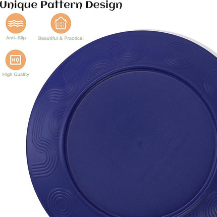 Homienly 40 Pcs Wheat Straw Dinnerware Sets, Dinner Plates, Cups, Pasta Bowls, Dishes Set For 8, Microwave Safe Plates and Bowls Sets, Blue