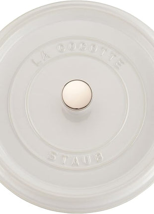 STAUB Cast Iron Dutch Oven 5.5-qt Round Cocotte, Made in France, Serves 5-6, White