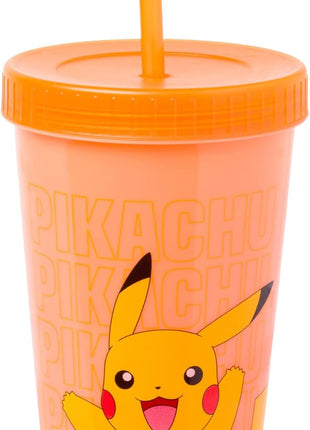 Silver Buffalo Pokémon Boxed 4 pack Color Change Plastic Tumbler Featuring Pikachu, Charmander, Bulbasaur, and Squirtle, 24 Ounces