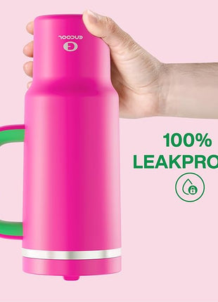 40 oz Tumbler with Handle and Straw: Stainless Steel Insulated Tumbler Keeps Cold for 24 Hours, Leakproof Travel Cup Fits in Cup Holder and BPA-Free,Knockout Pink