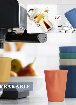 Homienly Drinking Cups Stackable Wheat Straw Cups 6 PCS Good Alternative to Dispoable Cups 12 oz Unbreakable Water Cups Reusable Dishwasher Safe Drinking Glasses Kitchen Essentials - Colorful