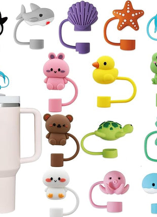 14Pc Straw Cover for Stanley Cup, Silicone Straw Topper for Stanley Cup 30&40oz with Tumblers, 10mm 0.4in Lid Accessories (Reusable)