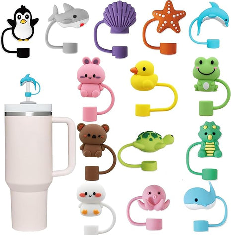 14Pc Straw Cover for Stanley Cup, Silicone Straw Topper for Stanley Cup 30&40oz with Tumblers, 10mm 0.4in Lid Accessories (Reusable)