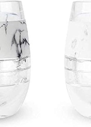 Host Wine Freeze Cup Set of 2 - Plastic Double Wall Insulated Wine Cooling Freezable Drink Glasses with Freezing Gel, Wine Glass Gift for Red and White Wine, 8.5 oz Marble
