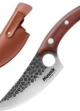 Smith Chu Forged Viking Knives - Husk Chef and Butcher Knife Set, Fishing Filet & Bait Knife, Japanese Boning Knife, Meat Cleaver for Kitchen or Camping - Gift for Dad