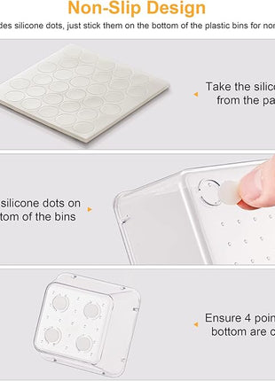 SMARTAKE 28 Piece Drawer Organizers with Non-Slip Silicone Pads, 4-Size Desk Drawer Organizer Trays Storage Tray for Makeup, Jewelries, Utensils in Bedroom Dresser, Office and Kitchen, Clear