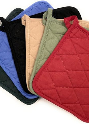 12 Pack Square Pot Holders 100% Cotton Heat Resistant Hotpads for Cooking Kitchen Potholder Set Trivet for Cooking Baking Camping House with Hanging Loops, Size: 8x8inch, Machine Washable