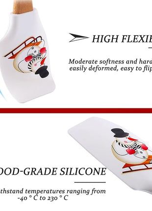 Silicone Spatula, Caliamary 3 Pieces Kitchen Silicone Spatula Set, Christmas Cake Decorating Spatula with Wooden Handle, Snowman Gingerbread Man and Santa Claus Pattern… (Santa Claus)