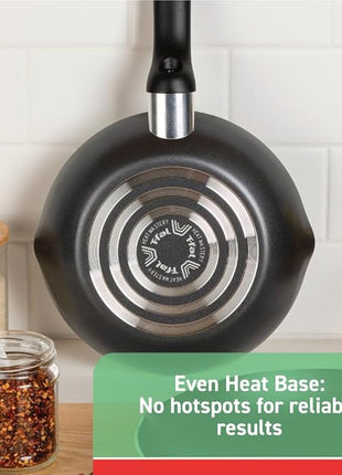 T-fal Initiatives Nonstick Cookware Set 18 Piece, Oven Broiler Safe 350F, Kitchen Cooking Set w/Fry Pans, Saucepans, Stockpots, Skillet, Spoons, Lids Pots and Pans Set Non Stick Dishwasher Safe Black