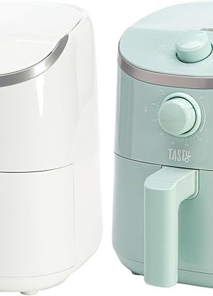 Tasty Personal Air Fryer, Healthier Meals in Minutes, Adjustable Temp Control up to 400°F, Easy-to-Use Design, Nonstick Basket and Tray Made without PFAS, PFOA, PFOS & PTFE, 900 Watts, 2-Quart, White