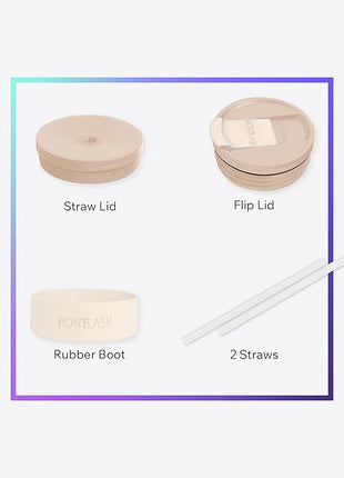 IRON °FLASK Co-Pilot Insulated Mug w/Boot, Straw & Flip Cap Lids - Cup Holder Bottle for Hot, Cold Drink - Leak-Proof - Water, Coffee Portable Travel Mug - Azure Mist, 40 Oz