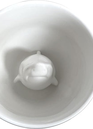 Creature Cups Great White Shark Ceramic Mug – 11 oz Navy Blue Coffee Cup with Hidden Ocean Animal Inside – Unique Gift for Coffee, Tea & Shark Lovers