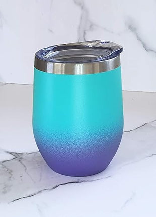 CHILLOUT LIFE 12 oz Stainless Steel Wine Tumbler with Lid - Double Wall Vacuum Insulated Wine Cup Glass Keeping Cold & Hot for Coffee, Champagne, Cocktails, Ice Cream - Powder Coated Caribbean Lily