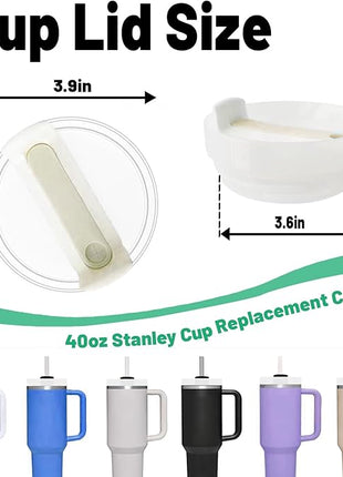 40 OZ Tumbler Lid Replacement Fit for Stanley Cup, 2 Pack Clear Replacement Lids Fit for Stanley Travel Tumbler, Spill Proof Tumbler Covers for Stanley Cup Accessories (Clear - Cream)
