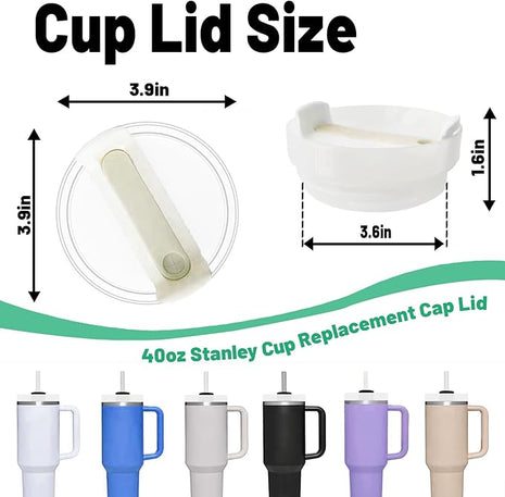 40 OZ Tumbler Lid Replacement Fit for Stanley Cup, 2 Pack Clear Replacement Lids Fit for Stanley Travel Tumbler, Spill Proof Tumbler Covers for Stanley Cup Accessories (Clear - Cream)