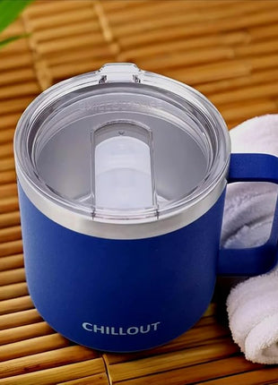 CHILLOUT LIFE 16 oz (Set of 2) Stainless Steel Vacuum Insulated Coffee Mug with Handle and Lid, Large Thermal Camping Coffee Mugs with Sliding Lid for Men & Women