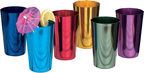 ALUMINUM TUMBLERS Retro Jewel Aluminum Colored Tumblers Cups Set of 6, Multicolor,
