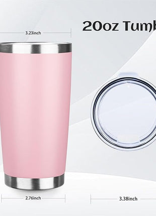 StarSpeed 20oz Tumbler Bulk with Lid, Stainless Steel Insulated Tumblers Double Wall Vacuum Insulated Travel Mug, Powder Coated Coffee Cups for Hot and Cold Drinks(Lght Pink,1)