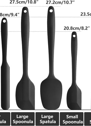 Silicone Spatula Set of 5, Rubber Spatulas Silicone Heat Resistant, Black Kitchen Spatula Set Dishwasher Safe for Nonstick Cookware Baking Cooking
