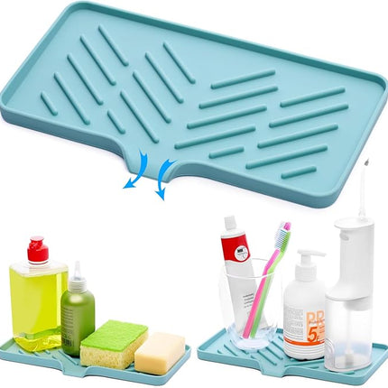1 Pc Light Green Silicone Sponge Holder - Sink Tray for Soap and Sponge Organization