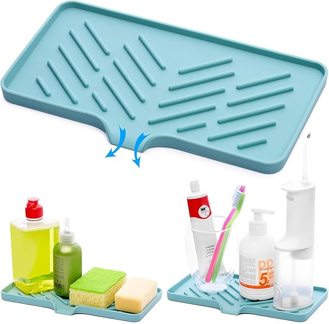 1 Pc Light Green Silicone Sponge Holder - Sink Tray for Soap and Sponge Organization