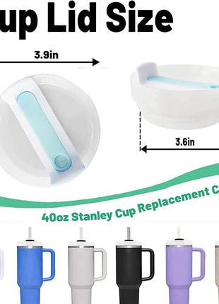 40 OZ Tumbler Lid Replacement Fit for Stanley Cup, 2 Pack Clear Replacement Lids Fit for Stanley Travel Tumbler, Spill Proof Tumbler Covers for Stanley Cup Accessories (Opaque - Blue)