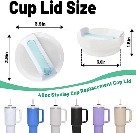 40 OZ Tumbler Lid Replacement Fit for Stanley Cup, 2 Pack Clear Replacement Lids Fit for Stanley Travel Tumbler, Spill Proof Tumbler Covers for Stanley Cup Accessories (Opaque - Blue)