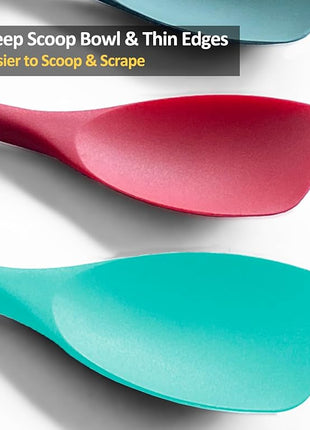 Upgrade Silicone Spatula Spoon Set,VOVOLY Heat Resistant Rubber Spoonula, Seamless Non-Stick Flexible Scrapers for Baking Mixing Tool,3 Pack, Teal