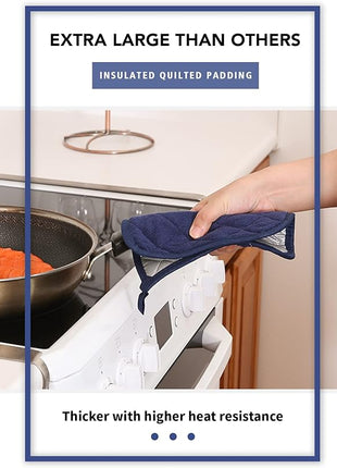 Joyhalo 6 Pack Pot Holders for Kitchen,Cotton Oven Holder with Great Heat Resistance,Non Slip Hot Pads for Kitchen Clearance,Dark Blue
